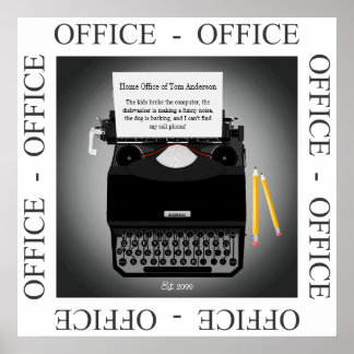 Poster Drôle Travail au bureau à domicile de l'affiche à 