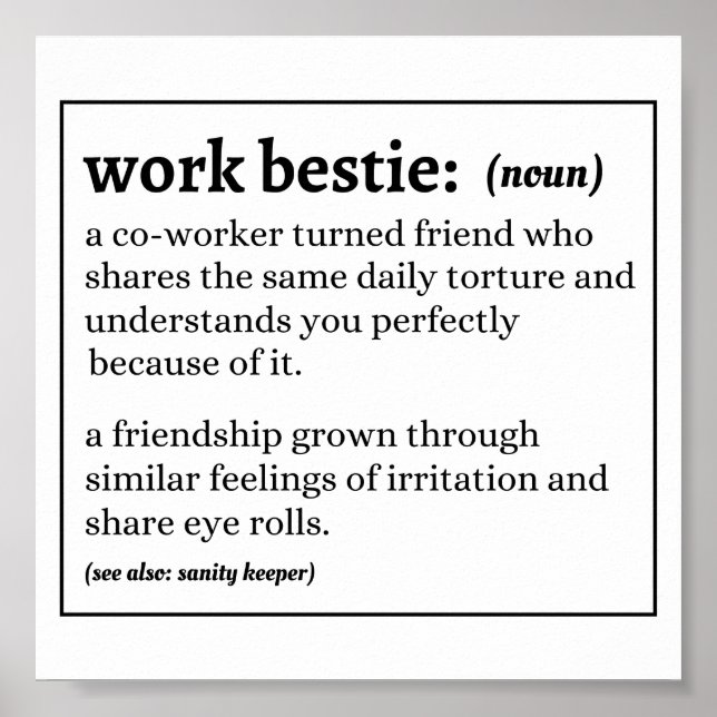 Poster Drôle Travail Bestie définition (Devant)