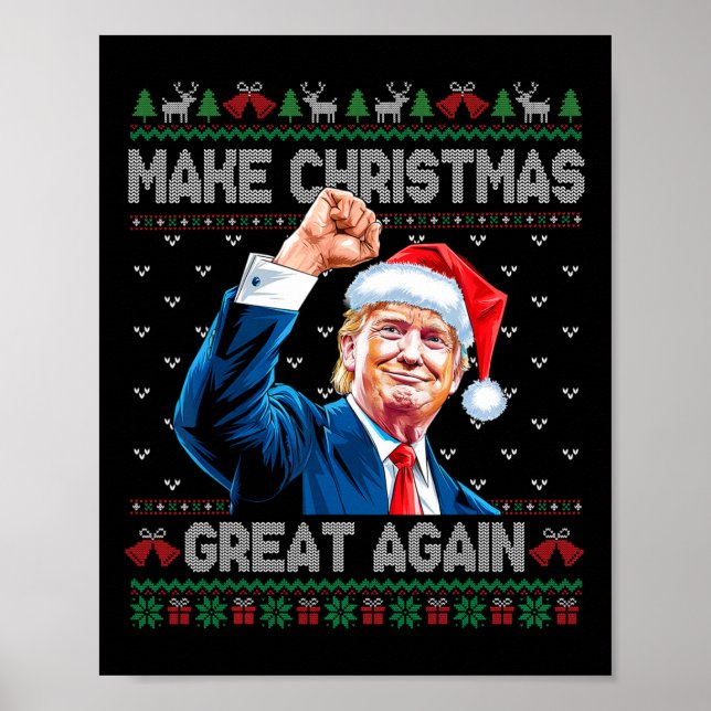Poster Drôle Trump 2024 Rendre Noël super à nouveau laid  (Devant)