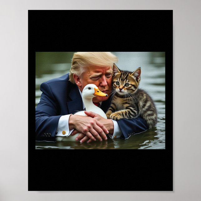 Poster Drôle Trump Chat Et Canard Mèmes Noël Halloween (Devant)