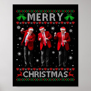 Poster Drôle Trump Danse Joyeux Noël Moins moche Noël Swe