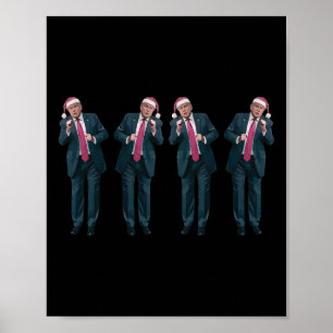 Poster Drôle Trump Danse Père Noël Noël Doux moche Xma