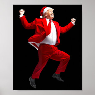 Poster Drôle Trump Danse Santa Claus Noël Noël Noël Noël
