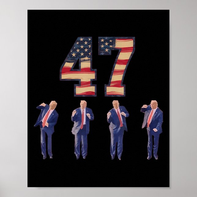 Poster Drôle Trump Danser l'Amérique 47 Trump Danser Homm (Devant)