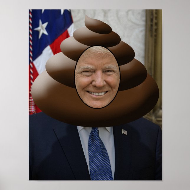Poster Drôle Trump Poop Emoji Head (Devant)