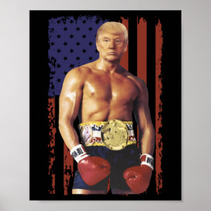 Poster Drôle Trump Rocky Boxer Meme Boxer Us Flag Patrio