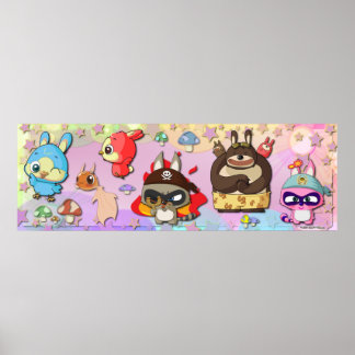 Poster Drôle TYZU Cartoon Caractères mignons Kawaii Poste