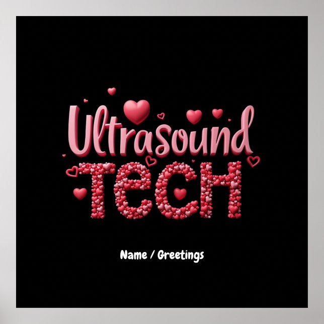 Poster Drôle Ultrasound Tech Valentine's Day Ideas (Devant)