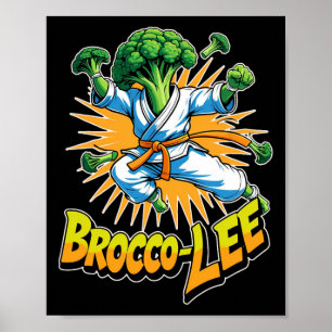 Poster Drôle Vegetable Design Brocco Lee In Karate Action