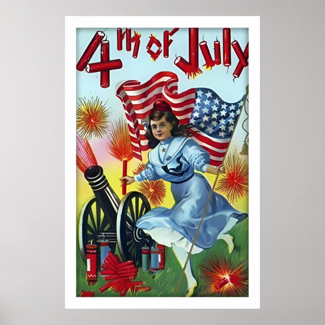 Poster drôle Vintage 4 juillet (Devant)