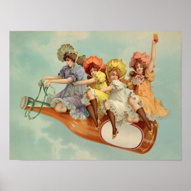 Poster Drôle Vintage Victorienne Boire De La Bière (Devant)