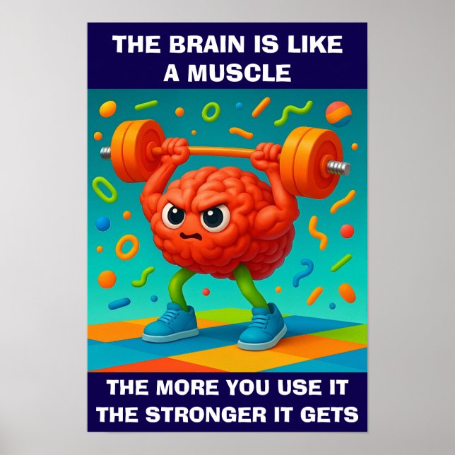 Poster Drôle Votre cerveau est comme un muscle (Devant)