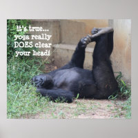 Poster drôle Yoga Gorilla (16x20)