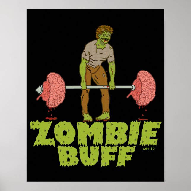 Poster Drôle Zombie Buff Poids Lifter (Devant)