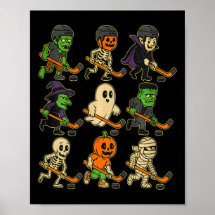 Poster Drôles de monstres de hockey Halloween Sport effra