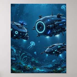 Poster Drones de haute mer — Art d'exploration de robots
