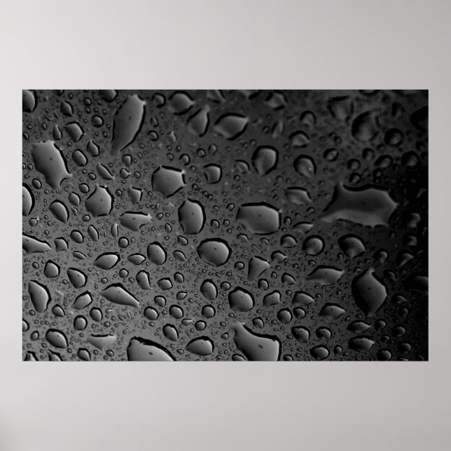 Poster Droplets d'eau noire foncée Conception textuelle (Devant)