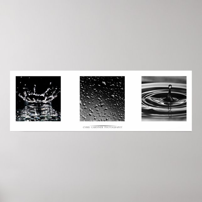 Poster Droplets Triple Art Print (Devant)