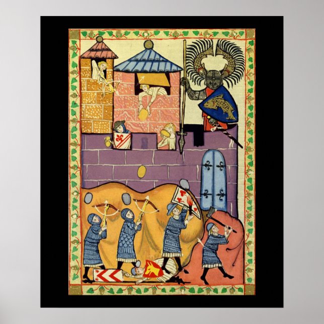 Poster Dropping Rocks, Manesse de Codex du XIVe siècle (Devant)