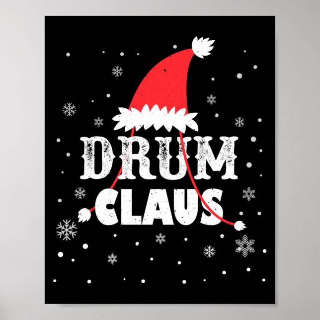 Poster Drum Claus Santa Christmas Drummer Long Sleeve  (Devant)