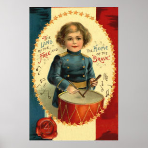 Poster Drummer Boy Star Rouge Blanc Bleu