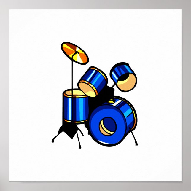 Poster Drumset Graphic Bleu version piège image ensemble (Devant)