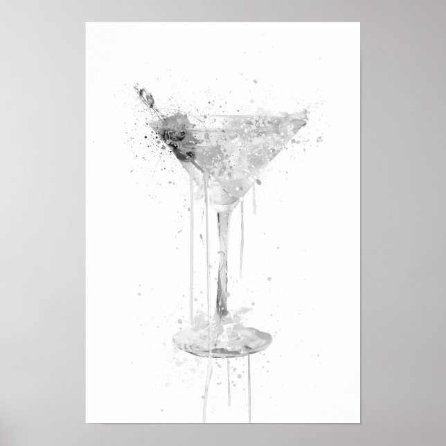 Poster Dry Martini Cocktail Wall Art Print (Grey Edition) (Devant)