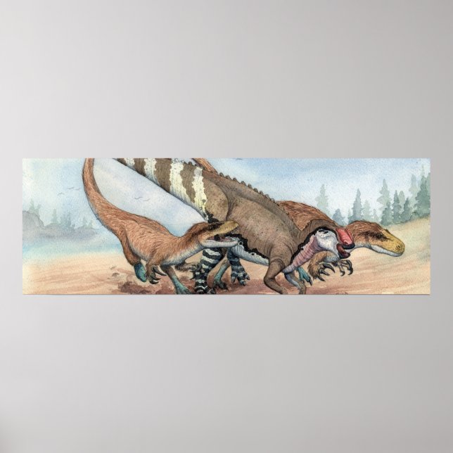 Poster Dryptosaurus et Hadrosaurus (Devant)