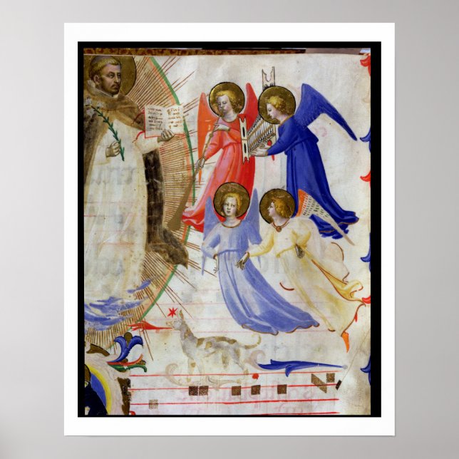 Poster ds 558 f.67v St. Dominic avec quatre anges musicau (Devant)