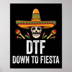 Poster Dtf À La Fiesta Drôle Crâne Mexicain Cinco De Ma