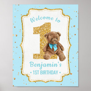 Poster du 1er anniversaire de l'Ours en Teddy Bleu