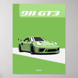 Poster du 911 GT3 - Voiture Green Track