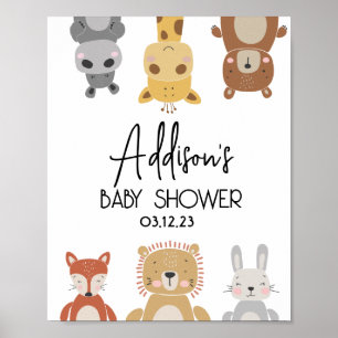 Poster du Baby shower animal bébé moderne