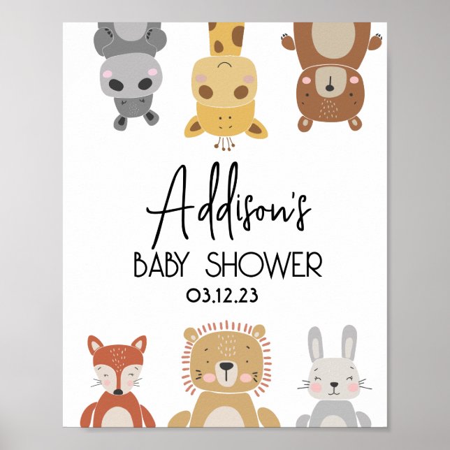 Poster du Baby shower animal bébé moderne (Devant)
