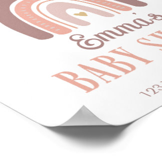 Poster du Baby shower Boho Rainbow Et Golden Heart