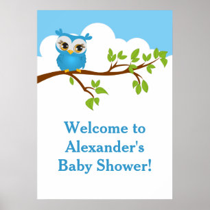 Poster du Baby shower de bébé Chouette douce