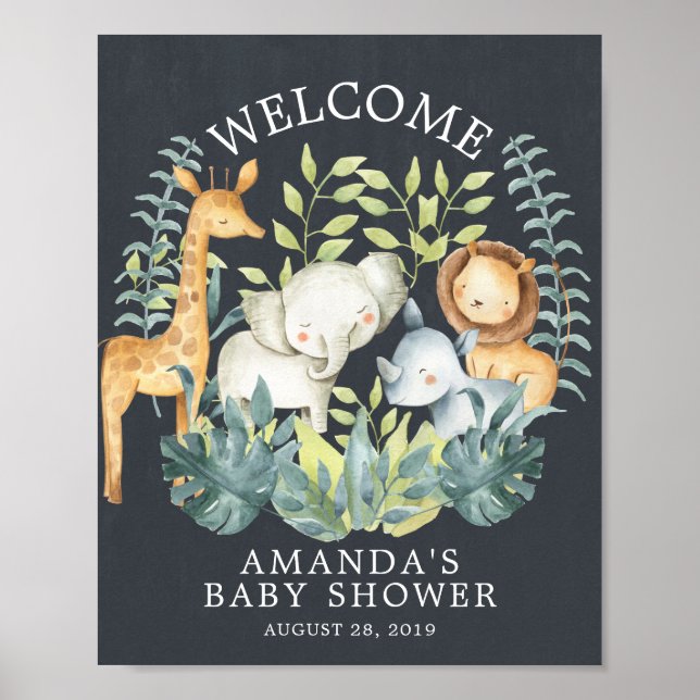 Poster du Baby shower de bienvenue de la Jungle Ch (Devant)
