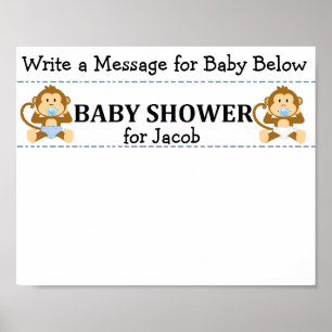 Poster du Baby shower de singe de conservation du 