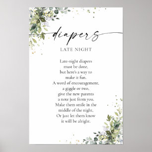 Poster du Baby shower de verdure fleurie Eucalyptu