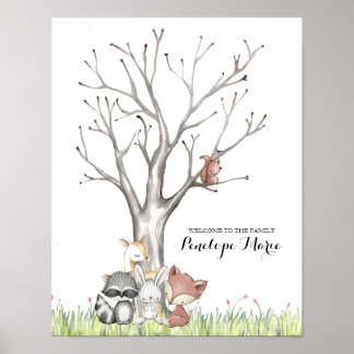 Poster du Baby shower d'empreintes digitales des a
