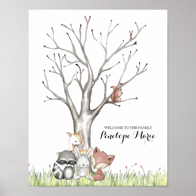 Poster du Baby shower d'empreintes digitales des a (Devant)