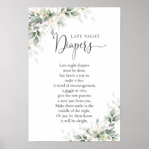 Poster du Baby shower d'or Eucalyptus