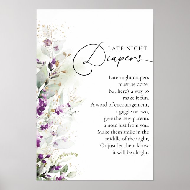 Poster du Baby shower Lilac violet vert (Devant)