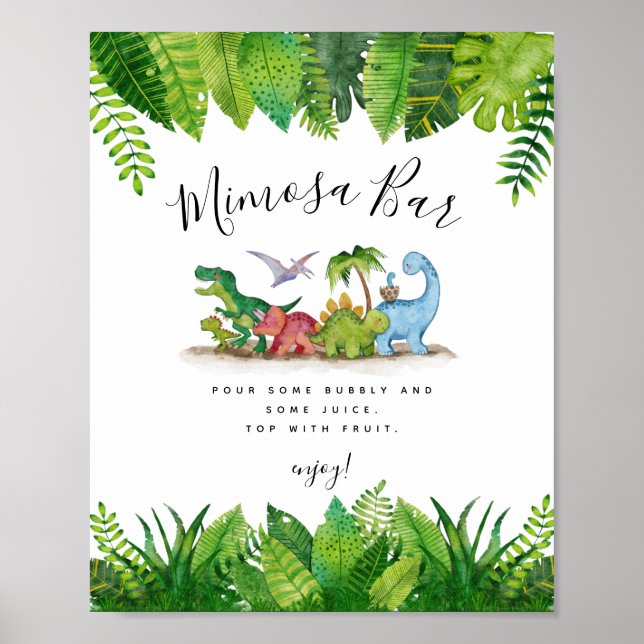 Poster du Baby shower Mimosa Bar Dinosaur (Devant)