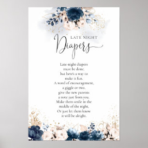 Poster du Baby shower Rose bleu et poussiéreux de