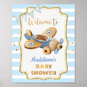 Poster du Baby shower vintage Airplain