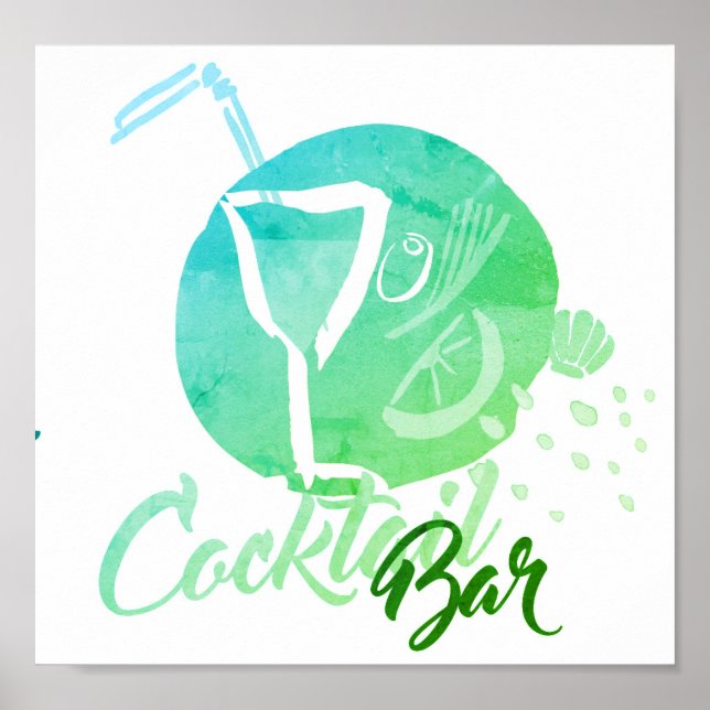 Poster du bar à cocktails Watercolor (Devant)