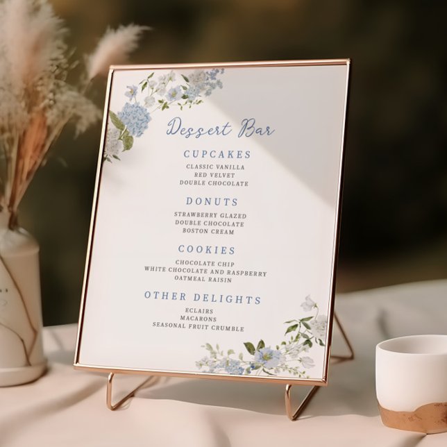 Poster du bar-dessert Floral bleu doux (Créateur téléchargé)