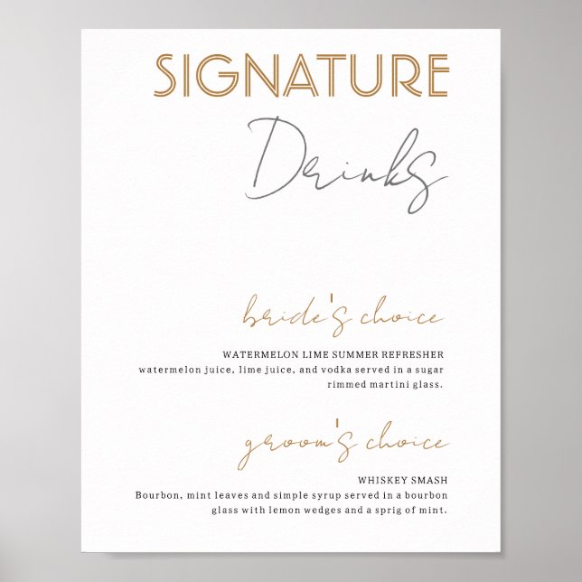 Poster du bar Mariage Gold & White Signature Boiss (Devant)
