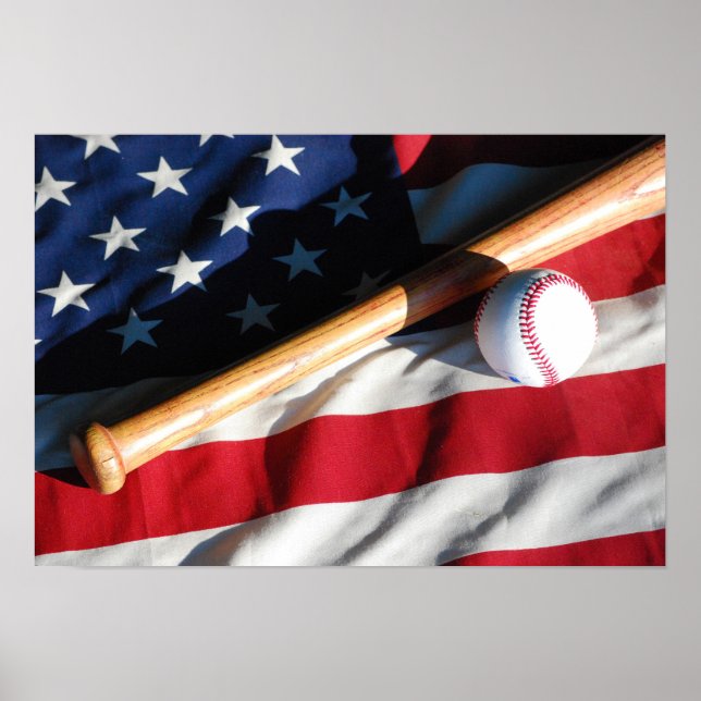 Poster du baseball, de la chauve-souris et du drap (Devant)